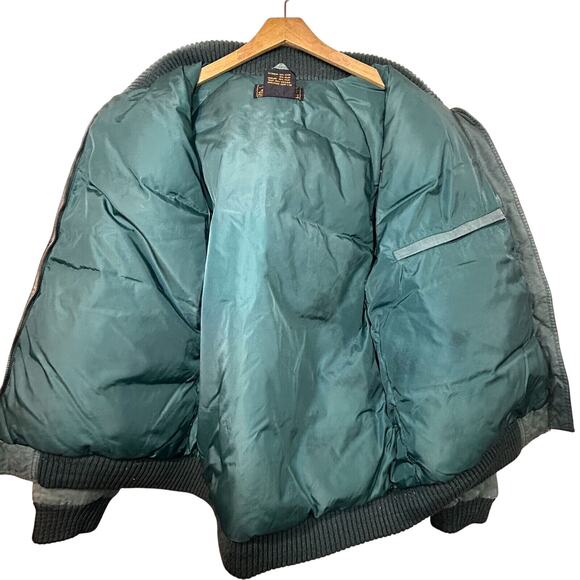 VINTAGE Eddie Bauer Jacket Mens L Tall Goose Down Flight Bomber Puffer 70s Green - Picture 9 of 14